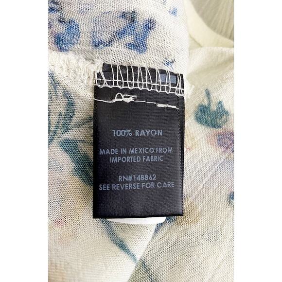 Torrid Women's Cream Floral Print Gauze V Neck Corset Tie Back Gauze Bell Sleeve - Picture 10 of 12